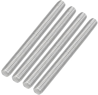 sourcing map 4 Stück Vollgewindestange Gewindestift, M8 x 80 mm, 304 Edelstahl, Rechtsgewindebolzen, M8–1,25 Gewindesteigung für Möbel-Maschinen, Montage