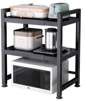 Mikrowellen Regal, 2 Etagen Höhenverstellbares Küchen-Mikrowellenregal, Tiazhan Universal Single-Layer Microwave, Platzsparende Mikrowellen-/Toaster-regalhalterung(Color:Double Layer)