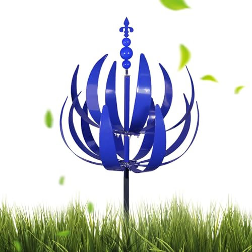 Molinillos de viento para exteriores, 38.75 pulgadas, esculturas cinéticas de viento de metal grandes con estaca, arte de patio al aire libre, decoración de molino de viento de jardín