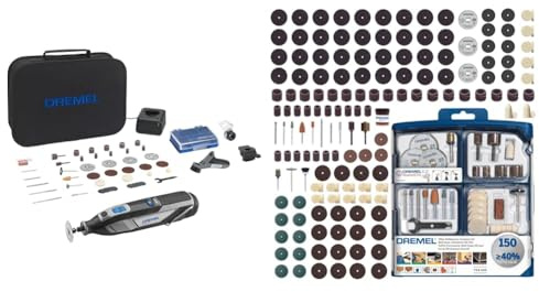 Dremel 8240 Outil Rotatif sans Fil, Batterie Lithium-Ion 12V 2Ah - Outil Multifonction & Coffret de 150 accessoires Dremel pour outils rotatifs pour graver, découper, poncer, meuler