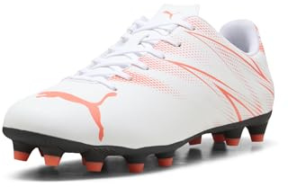 PUMA Herren Attacanto Firm, Artificial Ground Soccer Cleat Sneaker, Weiß-leuchtendes Rot, 41 EU