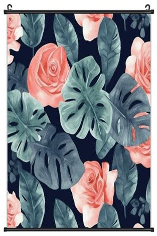 Hängende Gemälde, Aquarell-Monstera-Muster, gedrucktes Poster, hängende Gemälde, Poster zum Aufhängen, Wandposter zum Aufhängen