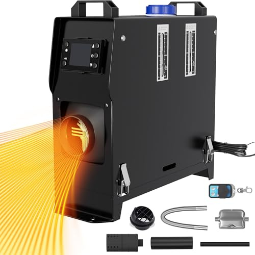 PEILU N 8 KW, riscaldatore diesel da 12 V, con telecomando, set di riscaldamento ad aria diesel, con monitor LCD e silenziatore, per camper, auto, camion, camper (tipo B, nero)
