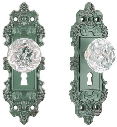 Türknauf im Vintage-Stil, Kristallglas, für den Innenbereich, 2 Stück, Antik-Grün, Schrankknäufe, schlüssellos, dekorativ, Flur, Schrank, Tür, Ziehen, Kommodengriffe
