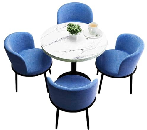 JHDXL Rezeption Tisch und Stuhl Kombination Platzsparender Runder Verhandlungstisch, Besprechungstisch für Zuhause, Wohnzimmer, Balkon, Café, Pausenraum, Büro(Blue)