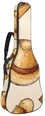 Nahtlose Gitarrentasche im Vintage-Stil, Pinguin, schwarze Silhouette, gepolsterte Tasche für Akustikgitarre, Rucksack mit verstellbaren Schultergurttaschen, Mehrfarbig 04, 42.9x16.9x4.7 in, Lässiger
