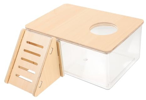 Happyyami Badbehälter Für Hamster Sandbadebox Transparentes Hamsterbadezimmer Mit Holzleiter Für Kleintiere Hamsterzubehör Hamster-sandbadebehälter Hamsterbadezimmer Acryl Hamsterbadewanne h