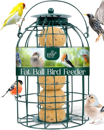 Pelle & Sol Vogelfutterstation - Talg- und Fettkugel-Futterspender für Wildvögel - Kompaktes Eisendesign für hängende Futterstationen - Wetterbeständig, Eichhörnchensicher, leicht zu reinigen, überall