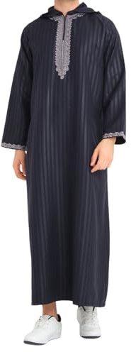 RUMAOZIA Abiti Musulmani Uomo Kaftan Musulmano Abaya Uomo Tuniche Kandoura Vestito Arabo Medio Oriente Pantalone con Cerniera Manica Lunga Vestito Islamico Abbigliamento da Preghiera per Uomini, Z01