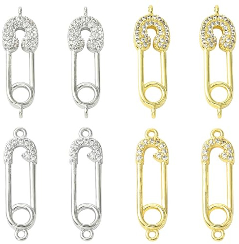 UR URLIFEHALL Lot de 8 breloques en forme d'épingle à nourrice en laiton avec double trou pour fabrication de bijoux, bracelets, colliers