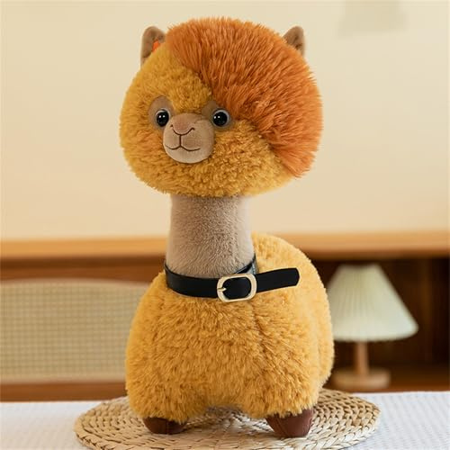 Ueiwffzo Alpaka Kuscheltier, Alpaka-Plüschpuppen Niedlich Lama Plüschtier Stofftier Plüschpuppe Kissen Plüsch Spielzeug Geschenk Für Mädchen Jungen (37cm,Braun)