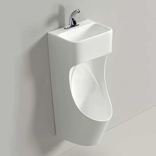 Orinatoio in ceramica con lavabo integrato e tubo, ideale per esterni, garage, hotel e bagni pubblici