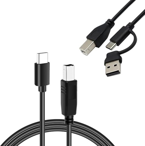 JDIEOQA 2 Pcs USB C Printer Cable 1 M, USB C to USB B Printer Cable, Micro USB to USB B Cord, Type C to USB Lead Compatible with Audio Interface Recording Scanner, MIDI Controller, MIDI Keyboard