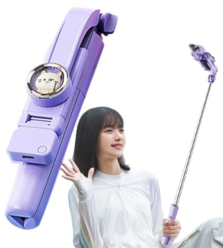 Monopiede per selfie stick - Supporto treppiede compatto e leggero con telecomando per otturatore wireless, impugnatura flessibile per telefono a collo d'oca | Accessorio da viaggio portatil