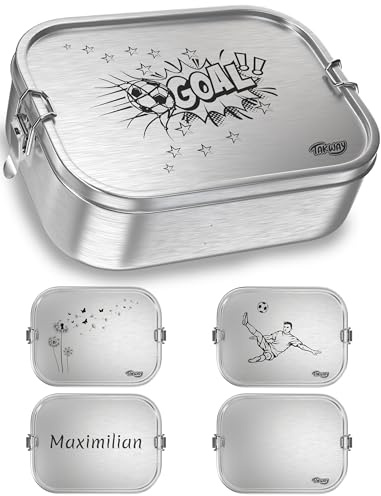 TAKWAY Edelstahl Brotdose mit Fächern 1200ml – Auslaufsichere Lunchbox mit Unterteilung für Kinder & Erwachsene (Goal, Trennsteg)