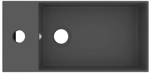 Generico Lavandino con Troppopieno in Ceramica Grigio Scuro,Articoli di ferramenta,Prodotti Idraulici,Articoli Idraulici,Lavandini,Lavandini Bagno,Grigio,10.6 kg,146994
