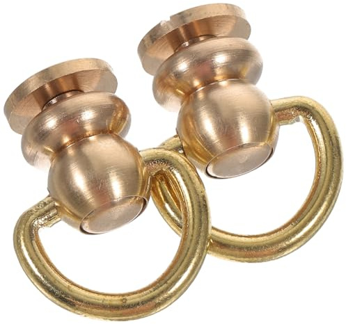 Healifty 2Pcs Golden D Ring Rivets with Screw Nail Buttons Bag Making Hardware for Purse Handbag Fasteners Leather Rivets Strap Repair and Crafting