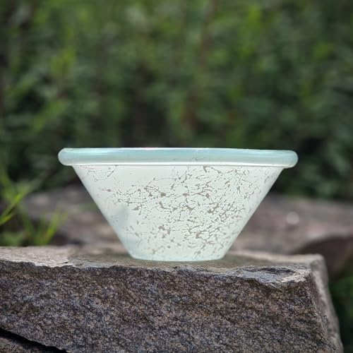 Budawi® Brunnenschale Glas weiß gesprenkelt Ø 26 cm – runde Dekoschale für Zimmerbrunnen, Obstschale, Pflanzschale oder Wasserschale – Glasgefäß für kreative Deko & DIY-Projekte