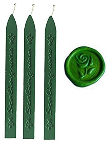 MNYR 3pcs Grass Green Sealing Wax Sticks w/Wicks for Wax Seal Stamp Decorative Wedding Invitations Christmas Cards Envelope Gift Package Parcel Stationary Sealing Wax Sticks