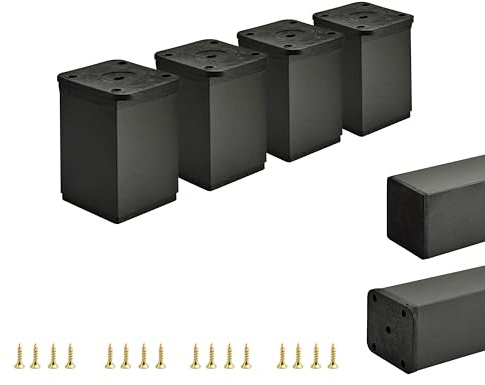 ALUSFERA Möbelfüße Verstellbar – 4er Set – Schrankfüsse mit Elegantes Design – Füße für Möbel 40 x 40 x 60 mm Einfache Montage mit Komplettem Schraubenset