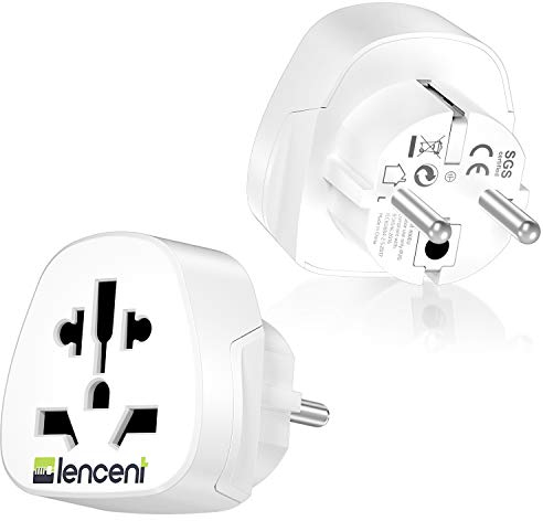 LENCENT,Adattatore da viaggio [2 colli] – prese monde verso Francia, per collegare dispositivi stranieri, USA/Italia/Cina/Svizzera e molto altro ancora, alle prese di terra tedesche
