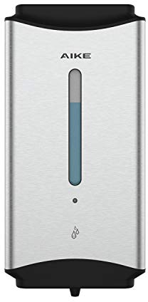 AIKE Seifenspender Automatischer Edelstahl, 1100 ml Kommerzieller Seifenspender Wandmontage mit Sichtfenster, Modell AK1206