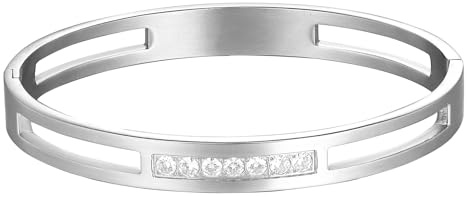 MILAKOO Armband i rostfritt stål för kvinnor armband med zirkoner silver roséguld svart 6 mm/8 mm, 16 cm, Rostfritt stål