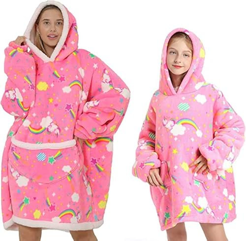 Hooded Blanket Oversized Super Soft Women's Hoodie Wearable Hooded Sweatshirt Pullover, one Size fits All Men Women Girls Boys Friends Big Pockets