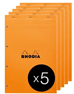 Rhodia 20200C 5 Notizblöcke N.20 A4+ 80 Blatt kariert Schwarz