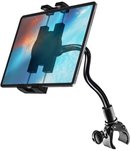 Styrhållare med svanhals, Oilacn Elliptisk bärbar surfplatta för hemtränare löpband, inre cykelfäste för iPad Pro Air Mini, Lenovo, iPhone 4–12,9 tum telefon och surfplatta
