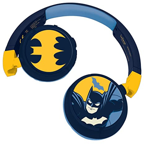 Lexibook, Batman, Bluetooth-hörlurar, HPBT010BAT | 2-i-1 Bluetooth och sladd, mikrofon, knappstyrning, laddningsbart batteri