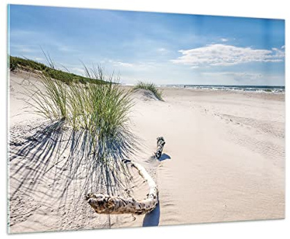 ARTTOR Glasbild 100x70cm Wandbild Glasdruck Landschaften Maritim - 4281 | Mrzeżyno Strand Meer Groß Modern Dekoration Wohnzimmer Schlafzimmer Küche Wanddeko Kunstdruck Art Wall Decor ARTTOR