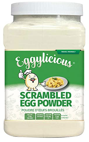 Eggylicious Egg Scramble Mix – Made w/Hormones Free Whole Eggs/Protein Packed –Easy & Delicious Breakfast - For Outdoors/Camping/Backpacking – Preservatives Free-Easy Storing 1 lb Jar