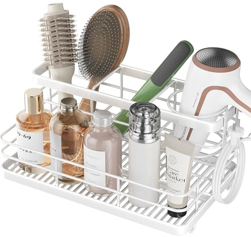 VITVITI Soporte para secador de pelo, organizador de pared para accesorios de baño, estante de almacenamiento de herramientas para plancha de pelo Hairdreyer - Blanco