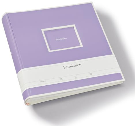 Semikolon 370029 Album Jumbo - 30x30 cm, 100 pagine color crema, per foto 10x15, con carta pergamena - lilla seta lilla