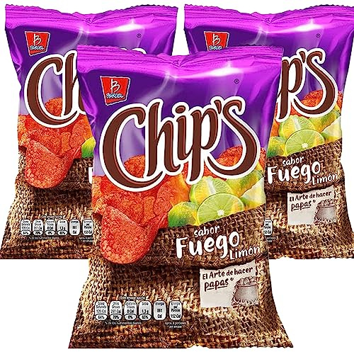 Chips Fuego 50 g (paquete de 3) / bocadillos mexicanos Barcel Fuego Lemon Crisps