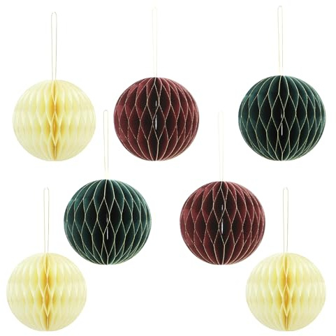 ZEYGC Wabenbälle, Party-Dekoration, 3D-Glitzerrand, Weihnachtsbaumschmuck, Seiden-Wabenbälle, Party-Weihnachts-Hintergrund, Ball, 7 Stück