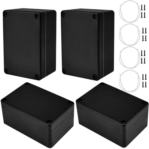 ADERTOS 4 PCS IP65 Waterproof Junction Boxes External Electrical Junction Box Outdoor Cable Connection Junction Box Plastic Project Junction Boxes Enclosure for Electronics Case - 100x68x50mm/Black