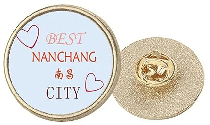 Nanchang Art Deco Brosche, rund, Metall, goldfarben, M, Metall