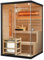 Artsauna Saunakabine Vantaa 120 mit Salzstein - Indoor Sauna 2 Personen - 3,5k W Ofen, Glasfront, LED Licht, Thermometer & Sanduhr - Komplett Set