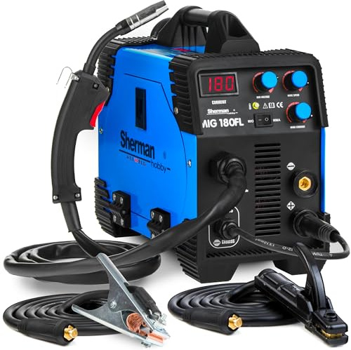 Sherman Hobby MIG 180FL - 180A Saldatrice a Filo Continuo a Gas - Senza Gas - Saldatura MMA: Saldatrice ad Arco - Saldatrice Inverter con Tecnologia IGBT