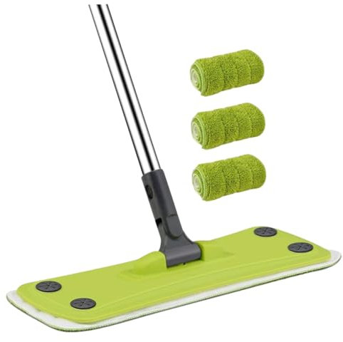 Didiseaon Trapeador Giratorio Cabezal 360° para Pisos de Madera de Microfibra Mochos de Fregona y 3 Recambios Lavables , Limpieza del Hogar
