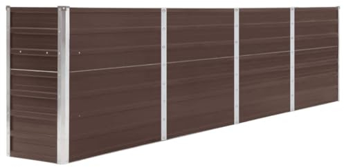 Hochbeet, Blumentopf Hoch Seegras Blumentopf Tontöpfe Übertopf Mit Gestell Geeignet für Conservatory Plants Draußen Innen 320 x 40 x 77 cm Verzinkter Stahl Braun