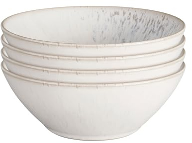 Denby - Kiln Cereal Bowls Set of 4-530ml Capacity - Chalk White, Oatmeal & Grey - Dishwasher & Microwave Safe Crockery - Versatile Piece - Ceramic Stoneware - Chip & Crack Resistant - L16.5xW16.5xH6