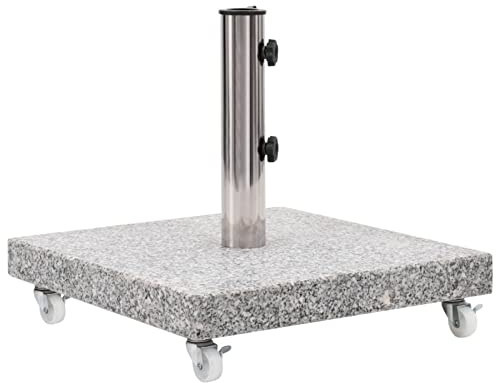 ZEYUAN Socle de Parasol Granite 30 kg Carré Gris,Pied De Parasol,Pied De Parasol Lourd,Pied De Parasol sur roulettes