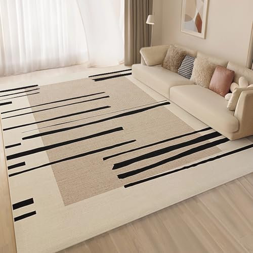 Deko Wohnung Leicht zu reinigender, schmutzabweisender Teppich im braun-schwarzen Streifendesign,Gaming zubehör Zimmer deko tepischlaüfer Wohnzimmer,180x280cm