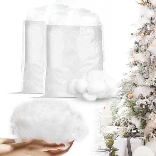 Fake Snow 300g, Artificial Snow Thick White Soft and Fluffy Snow Blanket, Fake Snow Blanket for Christmas Decoration, Village Displays, Winter Snow Landscape Design Christmas Tree Decor