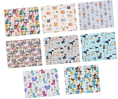 Tofficu 8stücke Versatile Patchwork Stoffe Mit Katzenmuster Für DIY-projekte Farben Zufällig Für Kreative Bastelarbeiten Baumwollstoffe