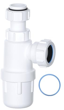 PlumbEZ Telescopic Adjustable Bottle Trap with Anti-Slip Ring - 32mm (1.1/4') BS EN2574-1 Compliant Sink Waste Kit and Urinal Bottle Sink Trap