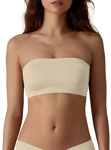 SHARICCA Soutien-gorge sans bretelles pour femme - Non rembourré - En silicone antidérapant - Confortable - Sans coutures - Sans bretelles, flocons d'avoine 1p03-new, M